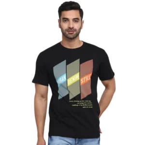 Men Typography Printed Round Neck Cotton T-shirt