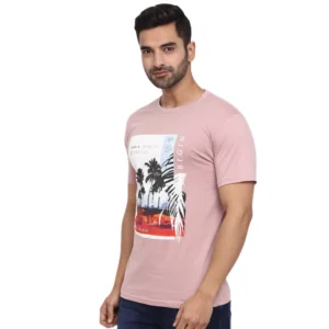 Tropical Printed Round Neck Cotton Slim Fit T-shirt