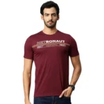 Men Maroon & White Typography Printed T-shirt